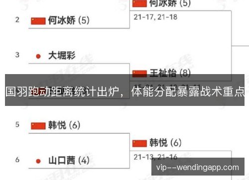 国羽跑动距离统计出炉，体能分配暴露战术重点